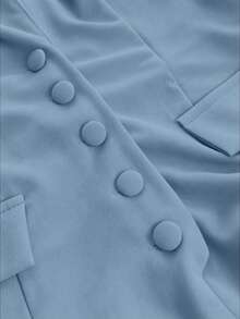 Maweii Plus Size Women's Sexy Lapel Collar Frill Trim Jumpsuit - Blue - View 7