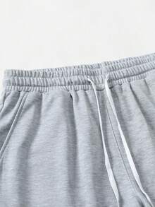 Manfinity Roghcode Men's Summer Casual Frayed Edge Drawstring Waist Shorts Versatile For Everyday Wear - Grey - View 4