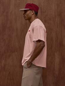 Musero Oversized Short Sleeve Graphic Printed T-Shirt / Spring&Summer - Baby Pink - View 4