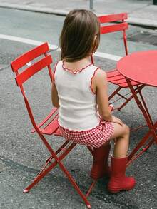 Hapijoa Young Girl Summer Casual Heart Cherry Print Contrast Trim Tank Top - White - View 8