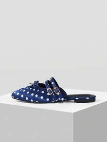 MOTF PREMIUM Zapatos planos casuales cómodos de moda vintage con decoración de lazo para Navidad y primavera - Azul oscuro - Ver 3