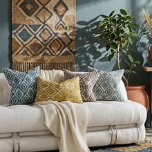 Cirelle 1 Stück/2 Stücke Vintage-Dekokissenbezüge für alle Jahreszeiten mit abgenutztem Diamant-Jacquard, neutraler geometrischer Textur, quadratisch, Boho-Farmhouse-Mid-Century-Stil, dekorative Kissenhüllen für Sofa, Schlafzimmer und Homestay, weiche Heimtextilien, Kissenfüllung nicht enthalten - Blau - Übersicht 8