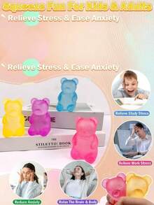 MINKOJA A Little Bear Maltose Pinching Ball Stress Relief Toy, Cute And Easy To Carry, Fidget Toy, Stress Toy, Squishy Slow Rising, A Great Gift For Birthday, Party, Holiday, And Weekdays. - Multicolor - View 3