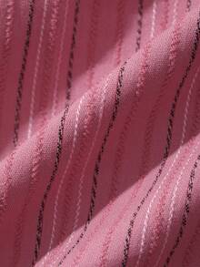 REIGN AVE Plaid Collared Puff Short Sleeve Cropped Blouse With Cinched Waist Fall - Hot Pink - View 3