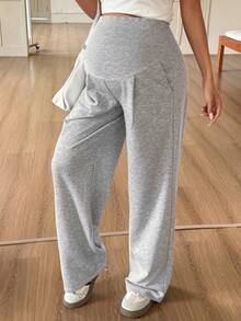 DAZY Maternity Adjustable Waist Casual Versatile Daily Wear Sweatpants Fall - Grey - View 3