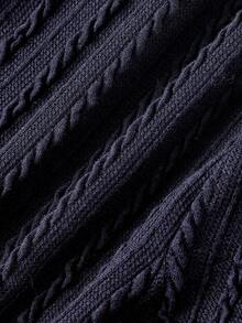 SHEIN MOD 2-In-1 Striped Long Sleeve Shirt Dress, Navy Blue - Blue - View 7
