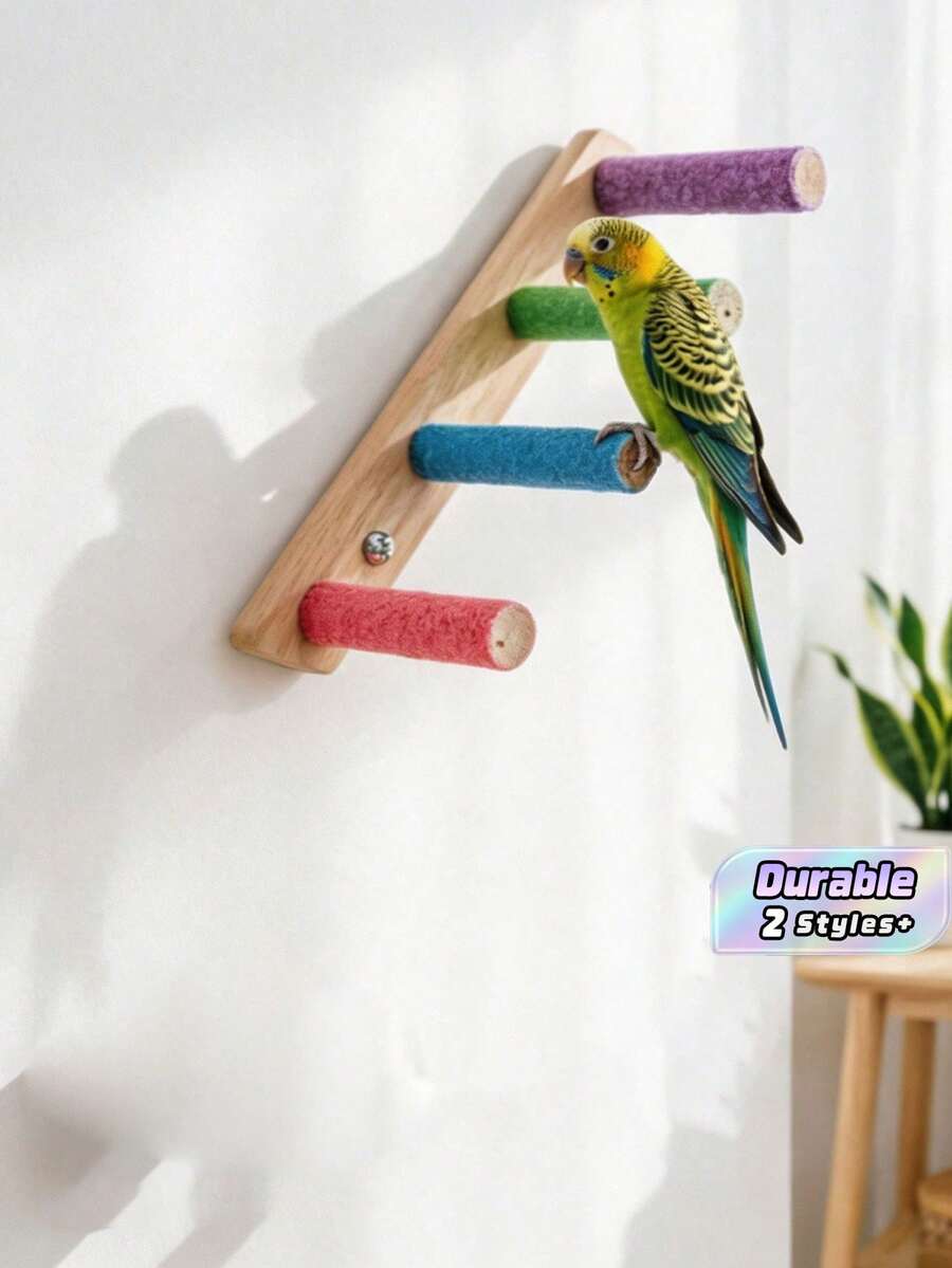 1PC Accessories Color Random Shipping Bird Scrub Station Rod Parrot Claw Grinding Station Bar Station Stand Tiger Skin Xuanfeng Wooden Stick Toy Bird Cage Station Stick Accessories - Style A - View 1