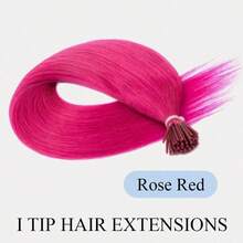 30g I Tip Hair Extensions Human Hair,Rose Red Party Colors,10-18inch,Real Human Hair Easy To Style Volume & Length On Thin Hair,Long-Lasting Secure Reusable Perfect Beauty Gift Idea For Party,Cosplay,Festival - SRose Red - View 19