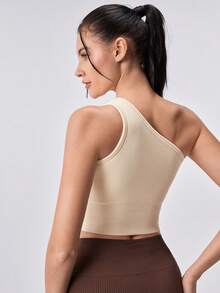 Loungeista Camiseta sin hombros moldeadora, top corto sin mangas de ajuste ceñido, ropa de exterior de moda - Albaricoque - View 2