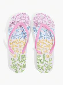 Grefit Leopard Print Flip-Flops, Summer Vacation Beach Triangle Shoes, Comfortable Slippers For Home Wear - iridescent - View 4