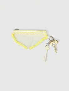 ROMWE Kawaii Yellow Triangular Lace Key Pendant - Yellow - View 2