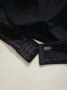SHEIN 色無縫網格拼接透視性感抹胸式裹胸內衣女款 - 黑色 - 查看 8
