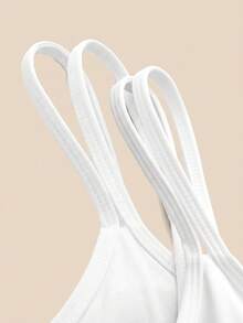 Cheerettes Women's Solid Color Basic Versatile Sports Bra 2pcs Set, White, For Yoga, Gym & Running - White - View 10