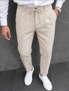 Manfinity CasualCool 男士純色抽繩腰錐形長褲 亞麻透氣純色休閒褲 秋季米色男褲 男士抽繩長褲 男士亞麻長褲 奶油色長褲 男士週末旅行戶外活動旅行探險休閒工作環境或半正式場合 男友/丈夫禮物 週年/生日禮物 派對 夏季假期 新年 婚禮 情人節 奶油色慢跑褲 男士卡其褲 海灘郵輪假期 波希米亞夏威夷度假... - 杏色 - 查看 4
