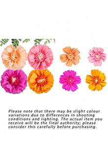 4pcs/Set 19.69-Inch Peach & Orange Party Decorative Giant Paper Flower, Wedding & Birthday Party Decor, Christmas - 4-piece Peach Orange Set - View 8