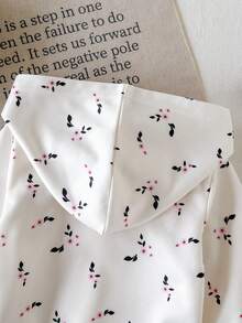 SHEIN Vintaside Kids 女嬰休閒可愛純色保暖內裡連帽拉鍊外套，適合秋冬，白色 - 彩色 - 查看 7