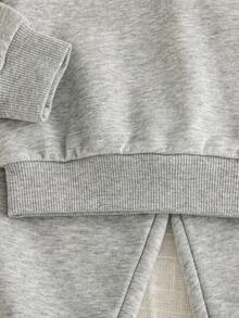 SHEIN 2pcs Toddler Baby Boy Casual Chic Solid Plain Long Sleeve Collared Soft Squishy Hoodies Sweat Pants 2 Piece Sets Outfits Clothes Spring Fall Winter - White - View 4