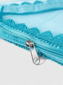 ROMWE Kawaii Blue Triangular Lace Bag Key Pendant - Blue - View 4