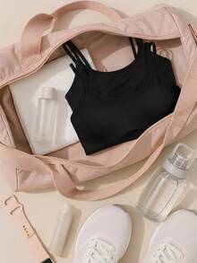 Cheerettes Women's Solid Color Seamless Comfortable Sports Bra - Black - View 3
