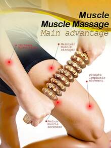 1PC One Size Wooden Manual Muscle Roller Massage Bar For Waist Thigh Abdomen Body Relaxation Natural Color Home Travel School Back To School Massage Tool Massager - Multicolor - View 5