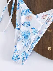 Swim Vcay Springbreak 女款水母印花平胸式比基尼兩件式泳衣，無鋼圈 - 彩色 - 查看 6