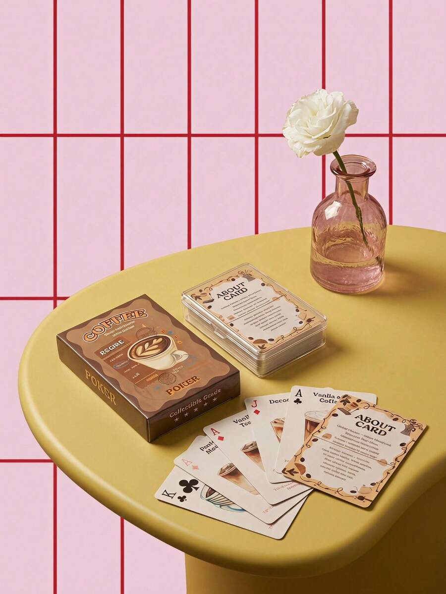 Joivida 1Pc/2Pcs Creative Casual Board Game Cards With Coffee And Milk Tea Themes, Suitable For Multi-Player Party Entertainment, Featuring A And Fun Style, And Printed Playing Cards With Coffee And Milk Tea Patterns - Multicolor - View 1