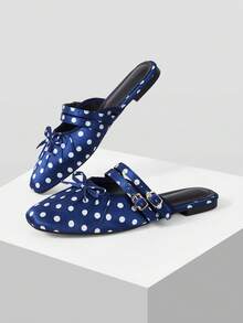 MOTF PREMIUM Zapatos planos casuales cómodos de moda vintage con decoración de lazo para Navidad y primavera - Azul oscuro - Ver 9