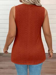 EMERY ROSE Camiseta sin mangas casual y versátil con cuello alto para mujer de talla grande - Naranja Quemada - Ver 5