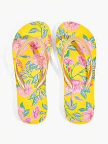 Grefit 女款夏季露趾平底 2cm 夾腳拖鞋，亮色清新舒適，適合街頭/夏季、音樂節/主題派對 - 明黃色 - 查看 7