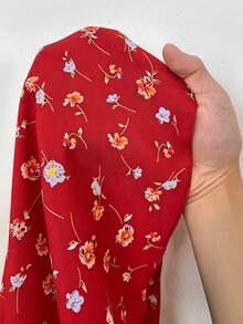 Sunnyshic Plus-Size Sexy Off-Shoulder Resort Jumpsuit With Ditsy Floral - Red - View 8