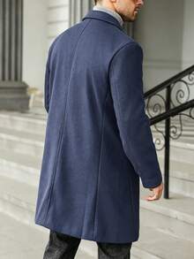Manfinity Homme Men's Plus Size Casual Versatile Wool Blend Jacket, Autumn/Winter - Dusty Blue - View 2