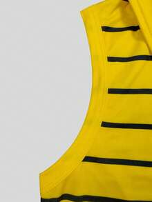 INAWLY Top décontracté polyvalent pour femme à rayures et imprimé lettres, pour un usage quotidien - Jaune citron - Voir 4