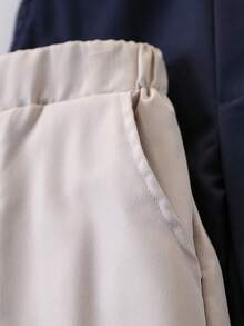SHEIN 幼童男童 3件組 素色長褲 鬆緊腰 斜口袋 初秋返校休閒童裝套裝 - 彩色 - 查看 5