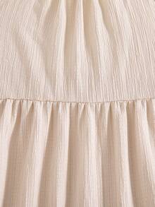 SHEIN La falda de poliéster con volantes en la Bottom está diseñada con un dobladillo con volantes, simple y elegante, para viajes, fotografía, salidas de verano y es muy llamativa. - Albaricoque - Ver 6