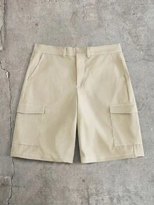 AXEPEAK 男士夏季休閒襯衫短褲套裝 - 卡其色 - 查看 5