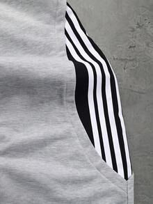 PAVTROS Pantalones de chándal para hombre con bloques de color, rayas, patchwork y doble cintura - Multicolor - Ver 3