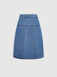 GlowEve CURVE Plus Size Women's Summer Non-Stretch Casual Denim Mini Skirt - Medium Wash - View 2