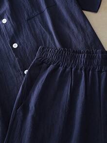 SHEIN 男士英式休閒居家服套裝 - 藏蓝色 - 查看 3