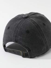 ROMWE Kawaii 1 Lady Cat Embroidered Washed Baseball Cap Outdoor Adjustable Retro Hip Hop Cap - Black - View 4