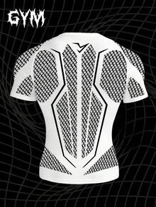 GymBeat Men's Colorblock Print Short Sleeve Slim Fit Sports T-Shirt - Multicolor - View 2