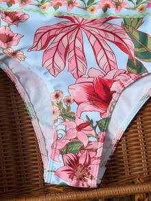 Swim Vcay 女款休閒度假海灘多色印花紋理布料比基尼兩件式泳衣套裝 - 藍色 - 查看 8