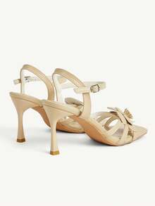 CUCCOO CHICEST Zapatos de mujer con flores tridimensionales multicolor, punta cuadrada, tacón de aguja y hebilla, sandalias de estilo dama suave, modelos de primavera y verano adecuados para citas - Albaricoque A - Ver 5