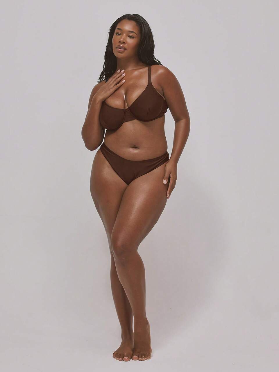 Plus Size Thick Strap Underwired Bikini Top Swim Vacation Holiday Summer Travel Beachwear Basics Resort Core