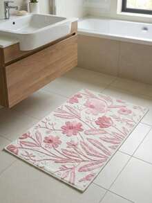 1-Piece Set Of Pink Floral Bathroom, Printed Carpet, Suitable For Home Decoration Kitchen And Bathroom Small Size 23.6 X 15.7 Inches Home Decoration Carpet - multicolor - View 3
