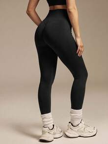 Silquee Yoga Tights Seamless High Stretch Tummy Control Gym Leggings Sports - Black - View 6
