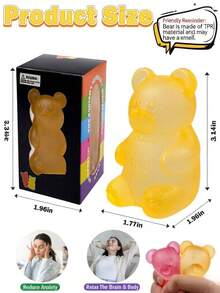 MINKOJA A Little Bear Maltose Pinching Ball Stress Relief Toy, Cute And Easy To Carry, Fidget Toy, Stress Toy, Squishy Slow Rising, A Great Gift For Birthday, Party, Holiday, And Weekdays. - Multicolor - View 2