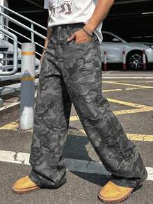 DAZY Spring Camouflage Men's Pocket Wide Leg Jeans - Multicolor - View 5