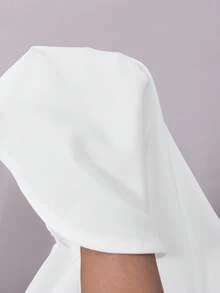 SHEIN 女童時尚休閒寬鬆慵懶中長版襯衫 - 白色 - View 3