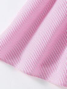 SHEIN Elladie kids 女童夏季新款時尚 Polo 領掛脖露背收腰甜美百搭度假風洋裝，小女孩正式洋裝 - 玫紅色 - 查看 6