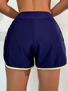 Swim Basics Springbreak 女款黑白對比飾邊運動休閒短褲沙灘褲 - 藏蓝色 - 查看 2